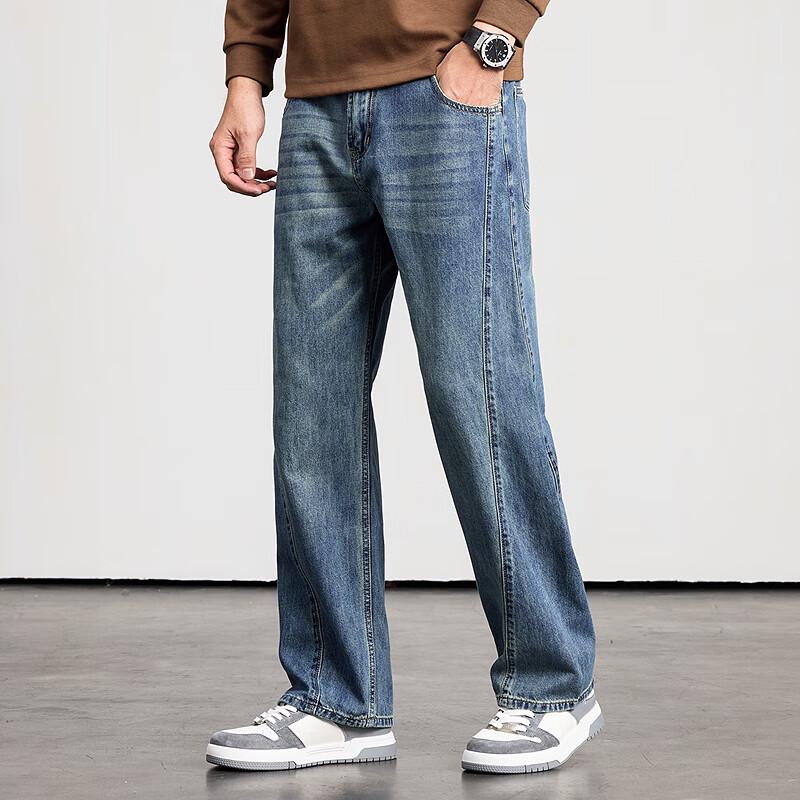 FAPAI Men's Straight-Leg Cotton Blend Jeans