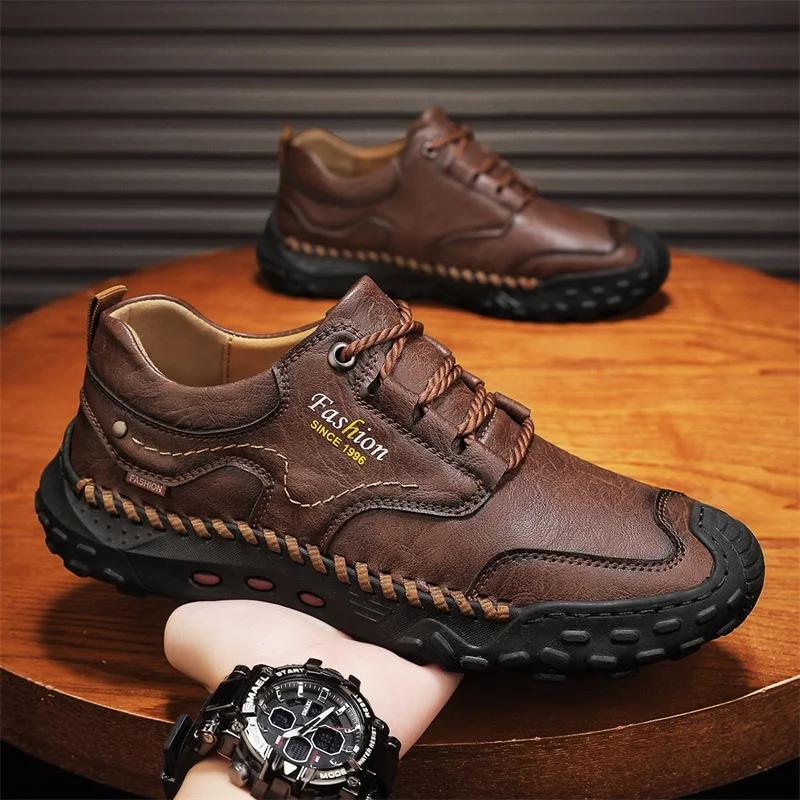 Fashion Outdoor Casual Leather Mens Shoes New Male Sneakers Adult Non-Slip Casual Desert Hiking Footwear Treking Shoes For Man Trainers
