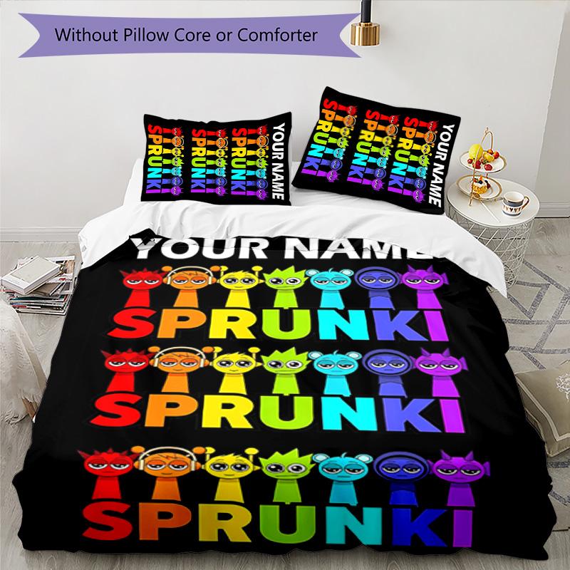 3pcs SPRUNKI12 Cover Set - Personalized Name, HD Printed Bedding with 1 Cover and 2 Pillowcases - Perfect for Home Decor, Easy Care