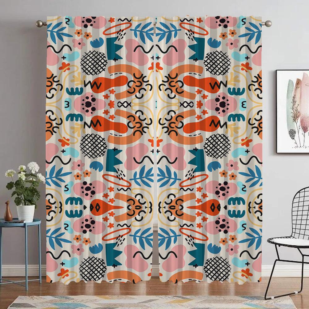 Art Pattern Partition Blackout Curtains for Living Room Curtain Halloween Decoration Home Interior Curtains 2 Pieces Shades