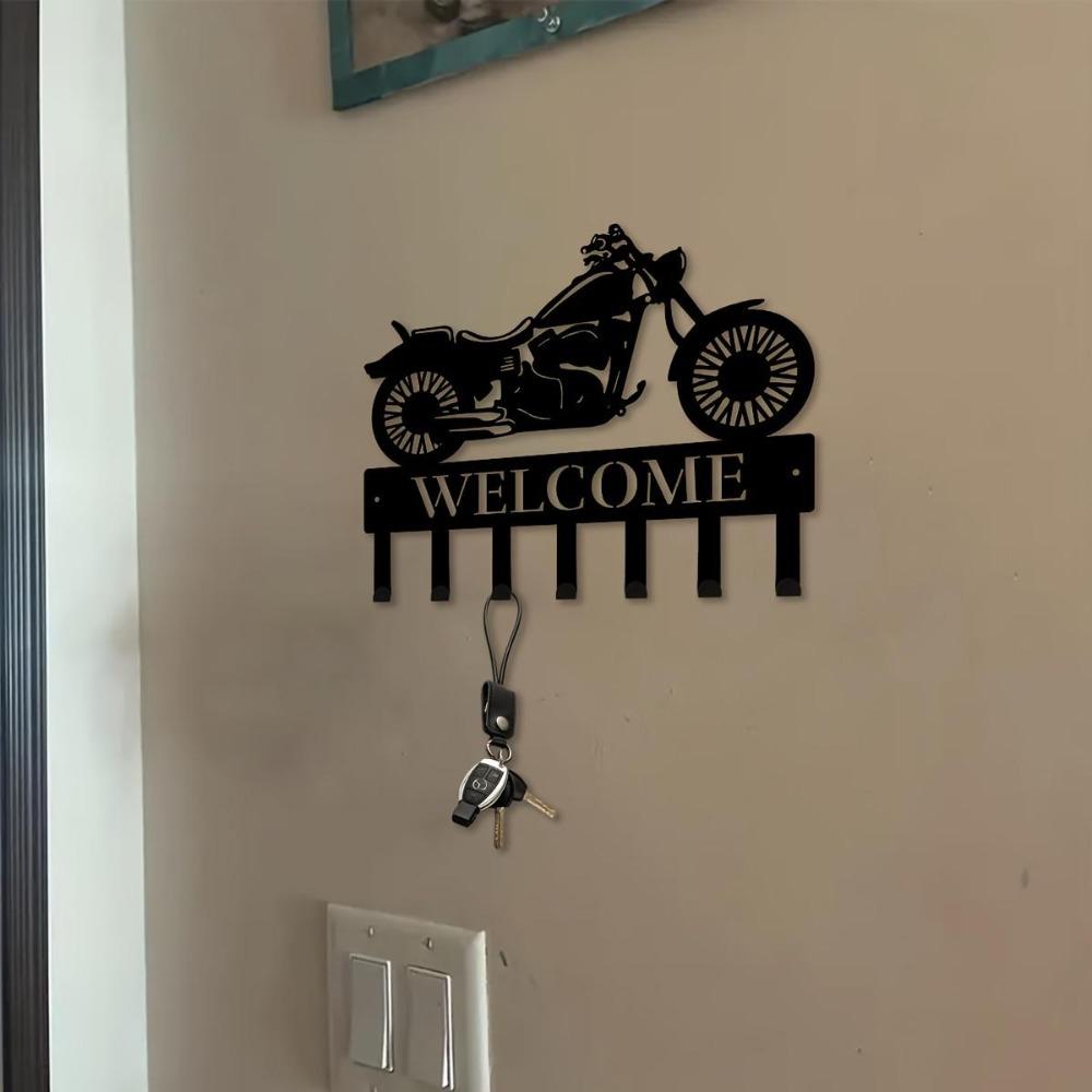 Metal Wall Art Motocross Coat Rack Painted Finish Entryway Organizer Holiday Gift