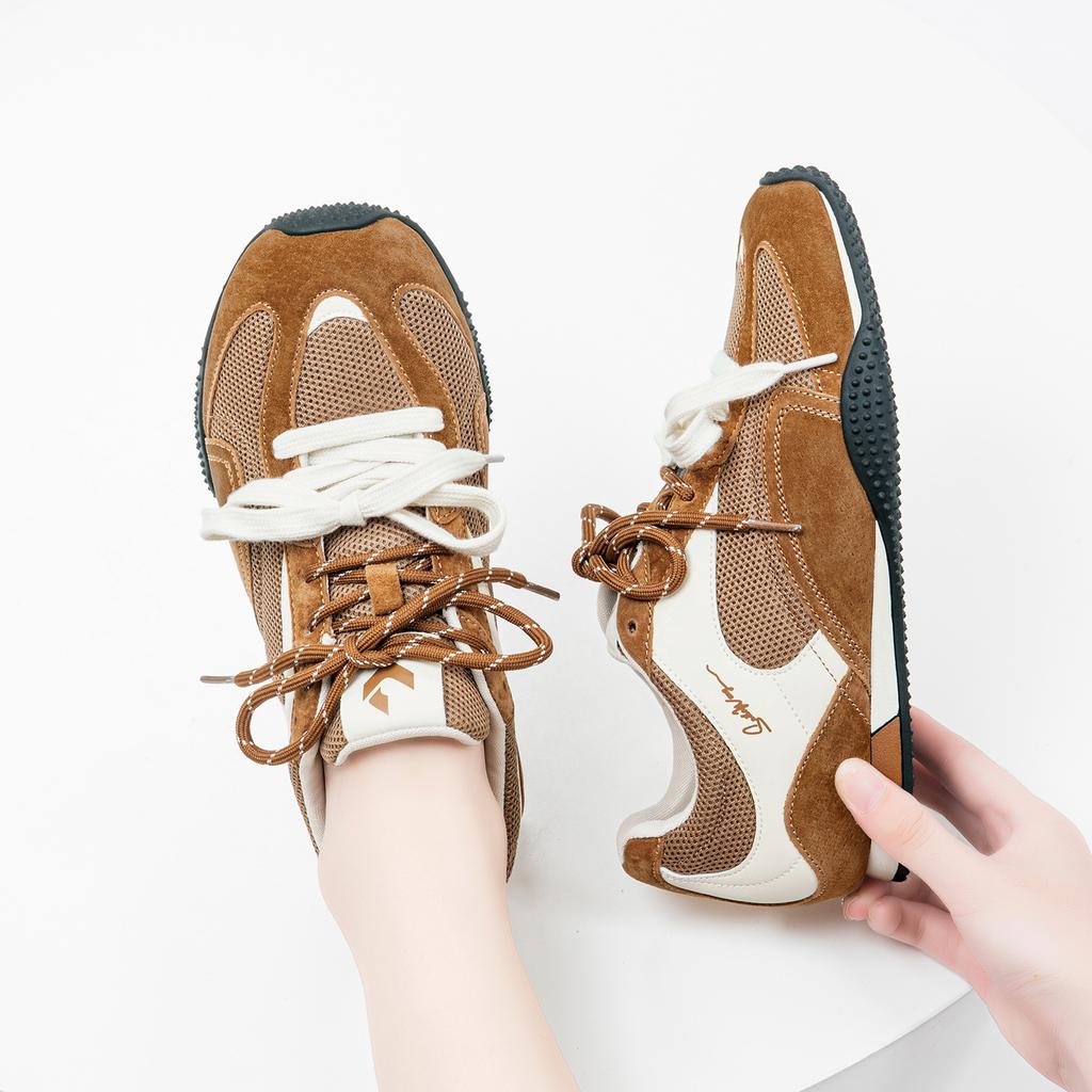 Autumn German training shoes women's retro color matching inner height increase casual shoes mesh breathable shoes versatile small sports shoes