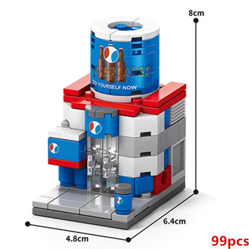 NEW DIY Restaurant Coffee Milk Tea Store Street View Food House Building Blocks Kit Girls Bricks Movie Model Kids Toy Children