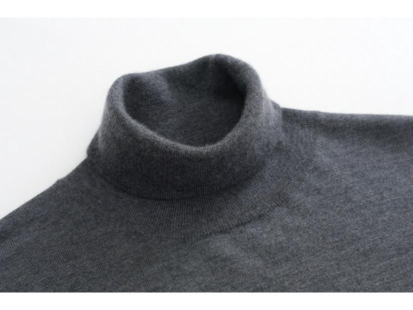 100% Czysty Kaszmir Lekki Sweter z Dekoltem Rolka Slim Fit