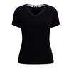 Damen Kurzarm Tops V-Ausschnitt Spitzenbesatz Gerippt Figurbetont Eng Lässig Basic T-Shirt