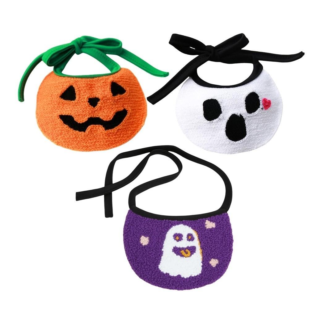 Ghost Pumpkin Dog Scarf Comfortable To Wear Kitty Saliva Towel Lightweight Halloween Pet Bib  Gift