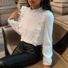 Vintage Long Sleeve Ruffled Collar Lace Blouse Women Autumn Fashion Casual White Shirt Female Korean Loose Elegant Tops 29756