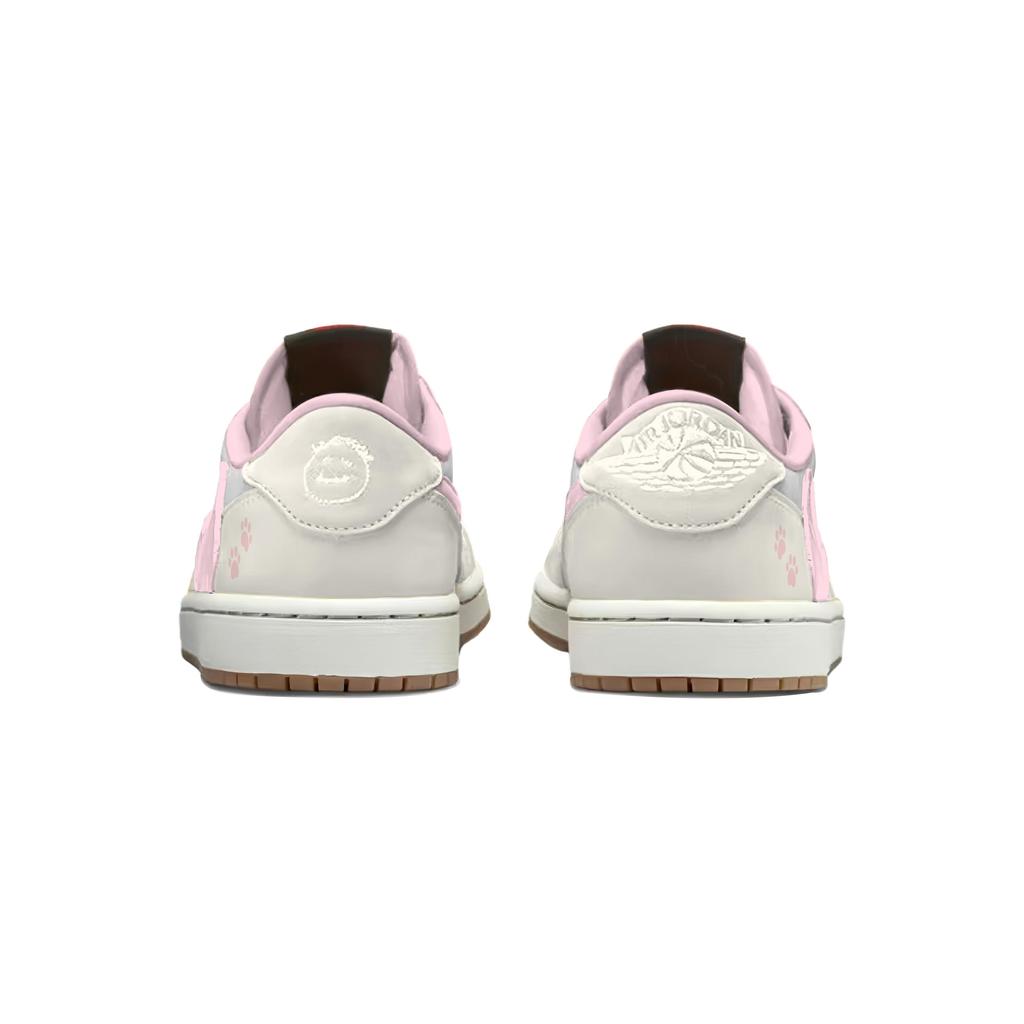 Travis Scott X Jordan Air Jordan 1 Beige Pink Travis Scott X AJ1 Low Top Vintage Basketball Shoes Unisex Pink Beige DZ4137-700(Team1868-)
