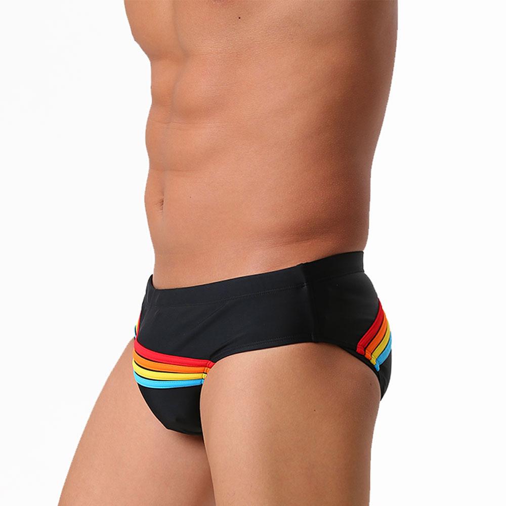 Men's Fashion Sexy Swim Brief Sexy Stripes UXH Brand Swimsuit for Men Surfing Swimwear Beach Shorts
