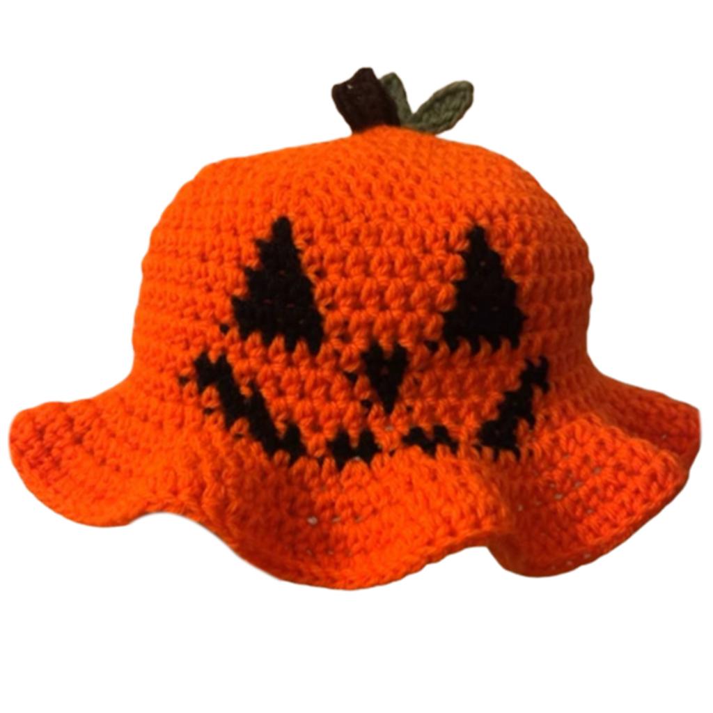 Crochet Pumpkin Bucket Hat Bucket Hat Crochet Pumpkin Fisherman Hat for Adult Teens Skin-Friendly Floppy Hat