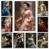 Vintage Altered Art Poster Classical Woman Portrait Art Prints Oil Painting Baroque Prints Art Canvas Painting Room Decoration