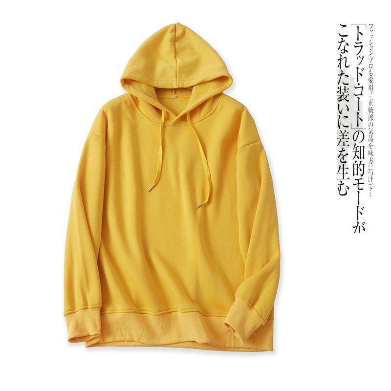 Fleece-lined Casual Hoodie Autumn and Winter New Foreign Trade Women clothes Fashion Hooded Collar Pullover Long sleeve Solid Top 27129
