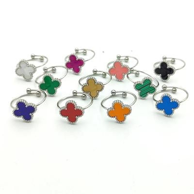 Bague trèfle à quatre feuilles porte-bonheur, modèles pour hommes et femmes, ouverte et réglable, bague tendance à cent allumettes, bijoux haut de gamme