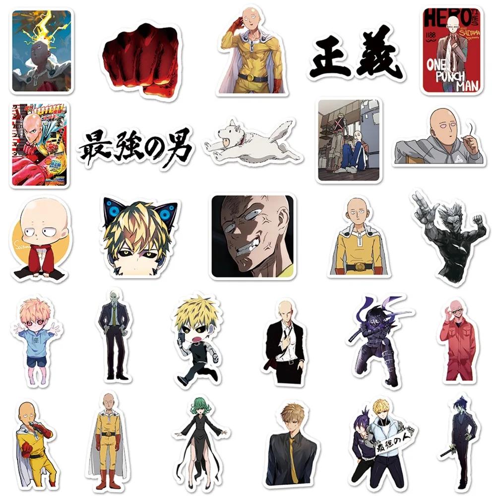 57pcs Anime One Punch Man Stickers Japanese Manga Cartoon Saitama Genos Drawing Doodle Decoration for Notebooks Cases