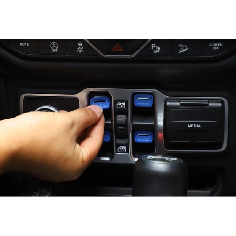 4pcs Dashboard Window Lift Switch Button Cover Trims For Jeep Wrangler JL JT 18+