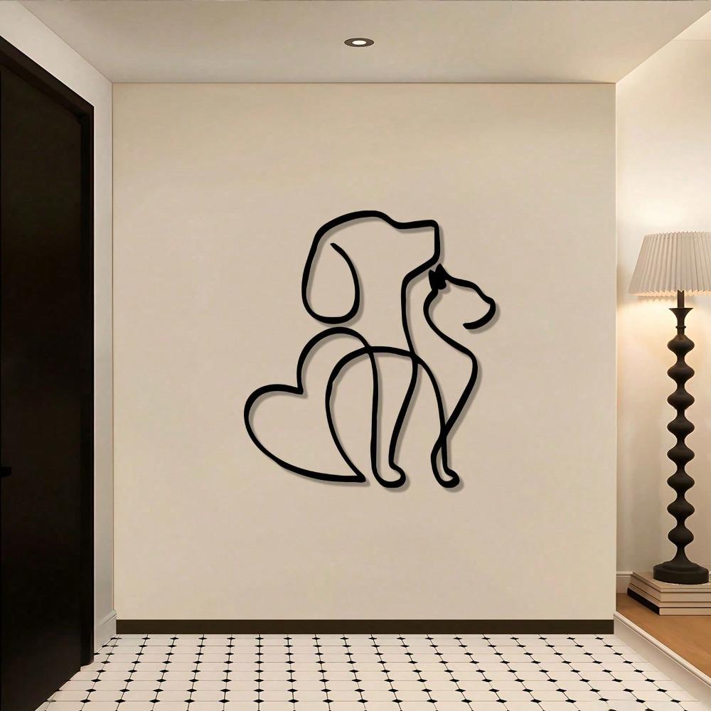 Minimalist Line Art Metal Wall Decor Pet Heart Shape Iron Wall Art Gift Animal Lovers Home Decoration Christmas