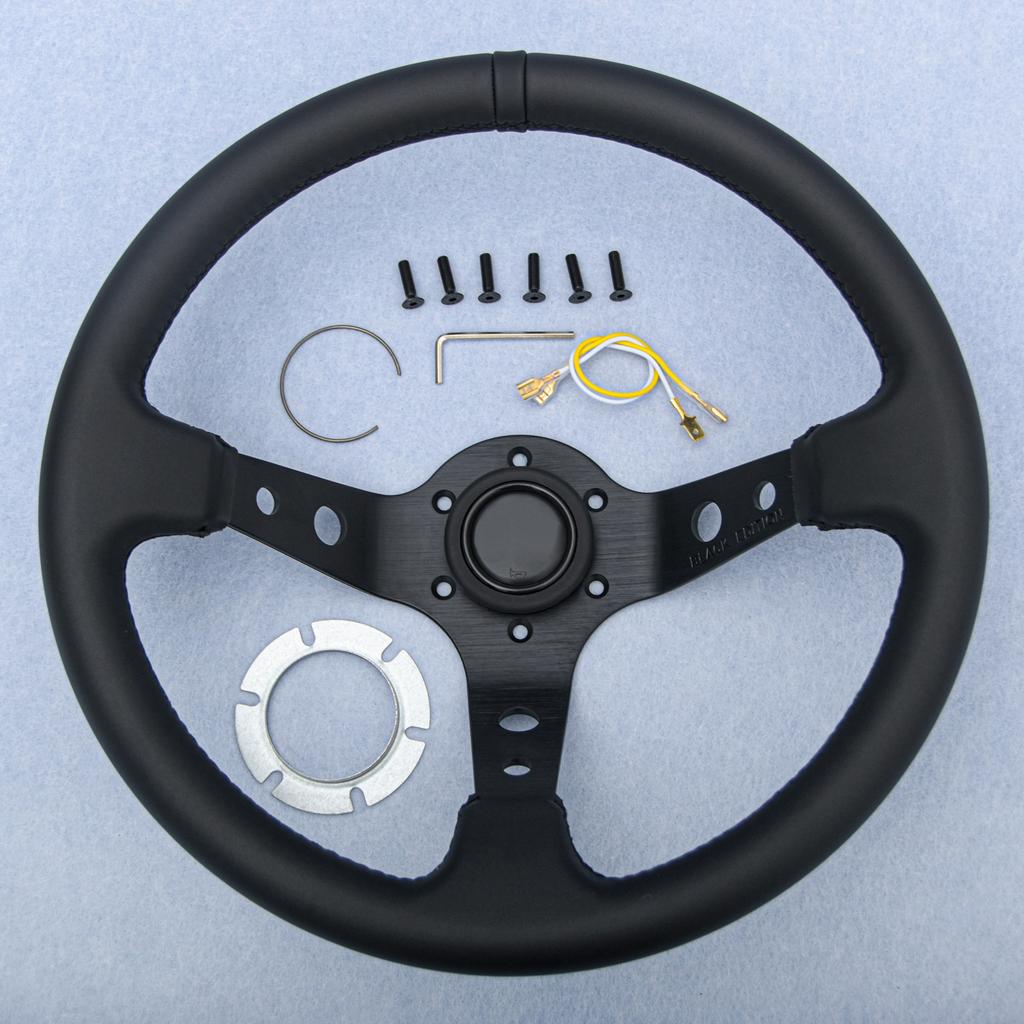 350mm 14inch Universal Drift Sport Suede Leather Steering Wheel Deep Dish JDM Black Edition Sim Racing Steering Wheel Car Parts