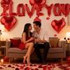 I Love You Heart Balloons With Fake Rose Petals Aluminum Foil Balloon For Valentines Day Wedding Anniversary Romantic Decoration