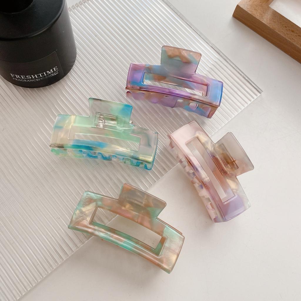 Acetate Korean Fashionable Hair Clip For Women With Elegant Square Design In Colors Multiple
