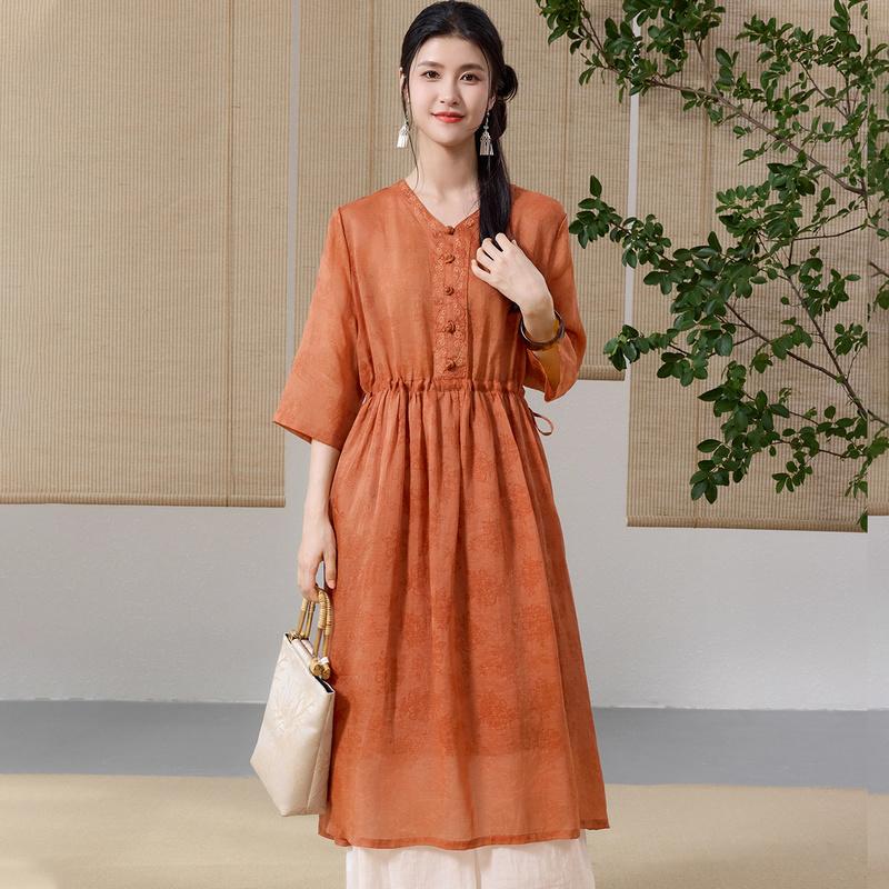 Summer 2025 Button Decoration Loose and Comfortable Women's Dress