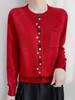 Colorful Button Cardigan: Spring Fashion, Versatile Round Neck, Long Sleeve Knit for Women