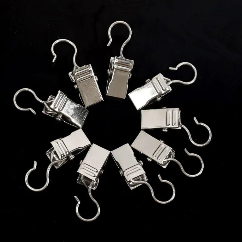 100Pcs Hanging Window Curtain Clips Stainless Steel Drapes Clamp Drapery Holdbacks  for Tapestry