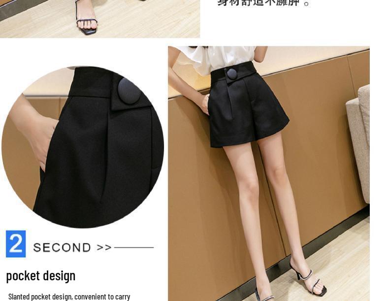 High Waist Slimming Women's A-Line Wide Leg Suit Shorts for Spring/Autumn