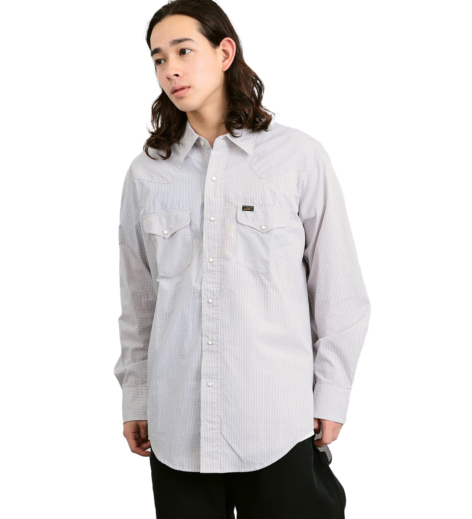

Lee Gingham Check Western Size S Men s Shirt, Beige, бежевый