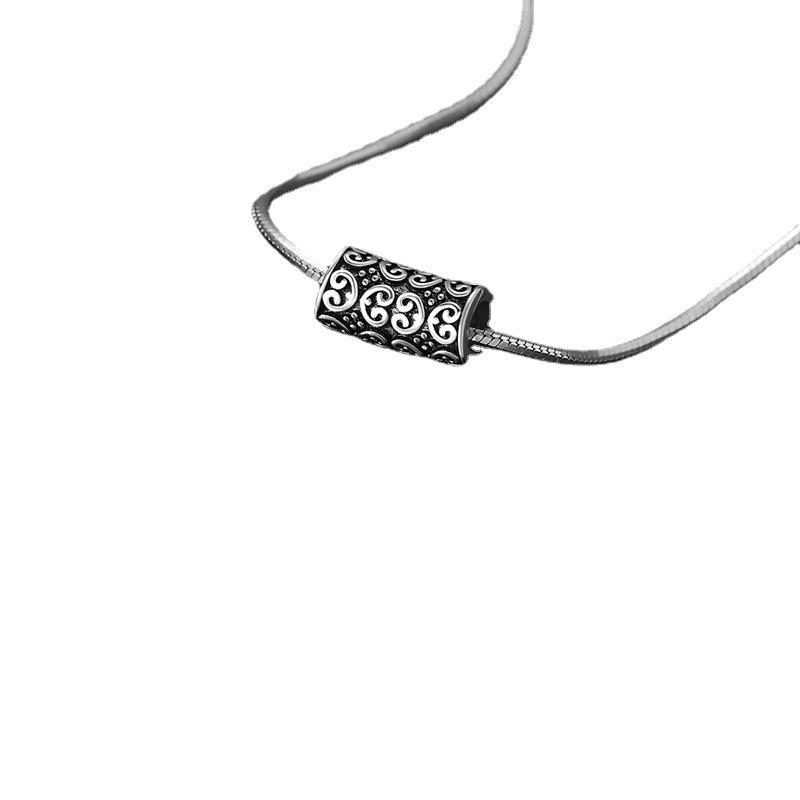 Men's Snake Bone Chain Silver Necklace - Trendy Minimalist Jewelry, Retro Pendant, Valentine's Day Gift for Boyfriend