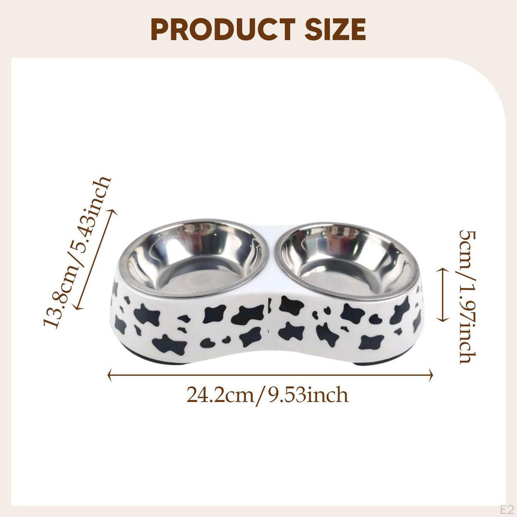 Cat Bowl Double Feeding Station Stainless Steel with Separate Chambers And Stable