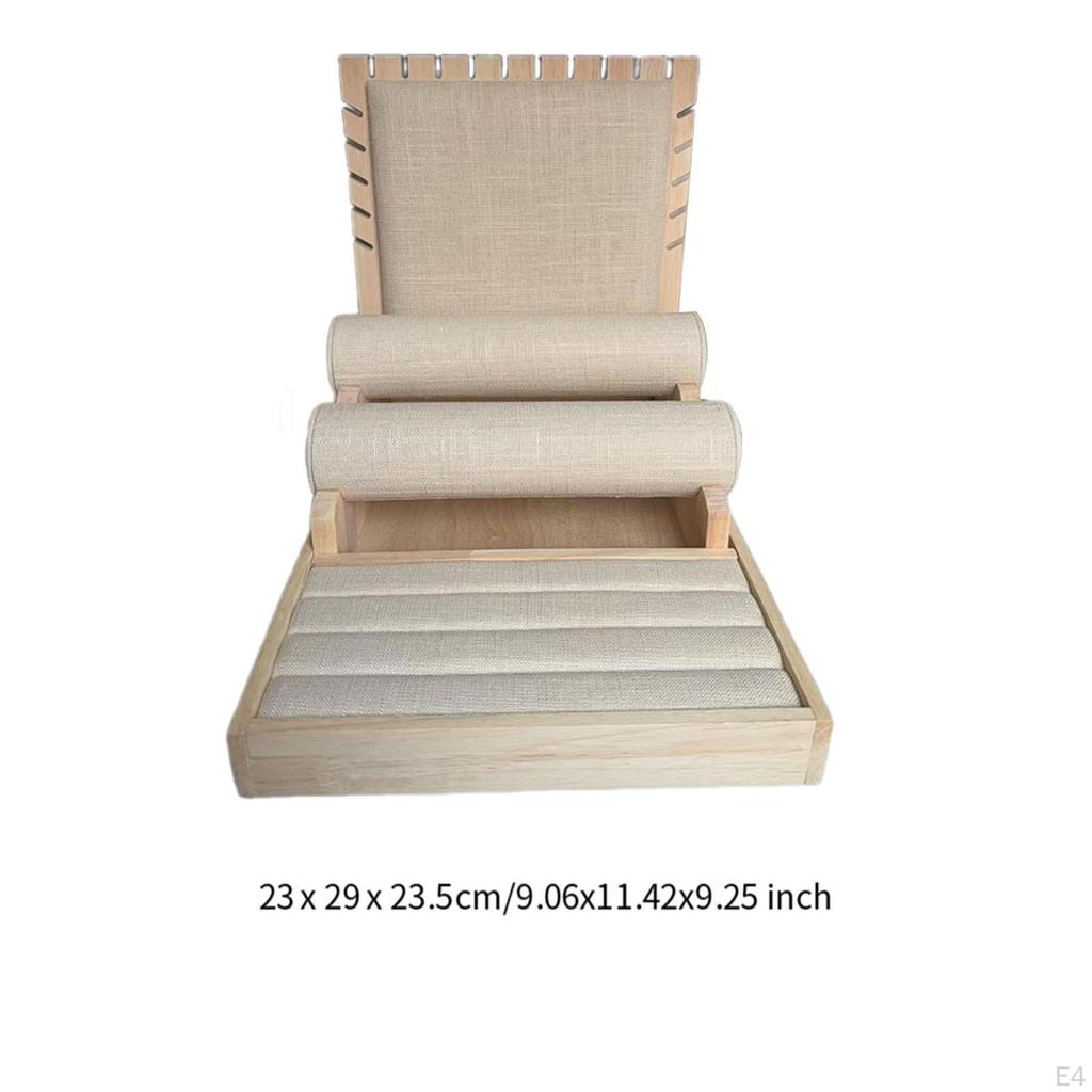 Jewelry Organizer Stand for Wood Display, Space Efficient Holder Countertop
