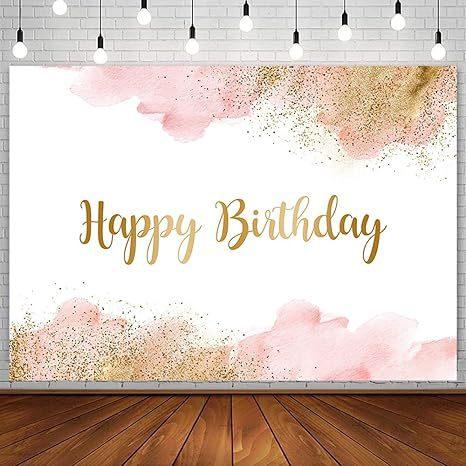 Pink Gold Birthday Party Background Pink Gold Balloon Girl Birthday Bash Party Banner Decoration