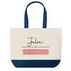 Tote Bag - PLANETEE - Julie En Vacances - Fond Bleu - Coton 40x45 Cm - Grand Format