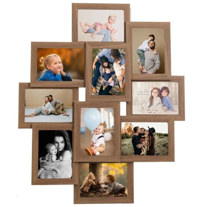 VidaXL Collage of Photo Frames for 10x Photos(13x18 Cm), Brown MDF