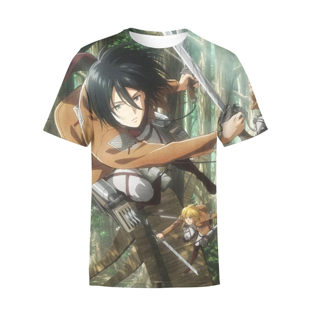 Attack on Titan 3D Digital Print T-Shirt for Anime Fans, Fashion Graphic Tee, Breathable Polyester Short Sleeve Streetwear Tops