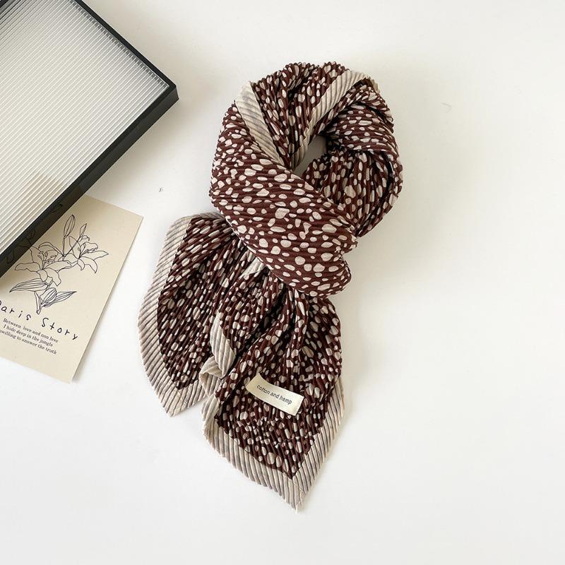 

Autumn and winter advanced Ins wind scarf simple khaki digital printing warm windproof pleated college style scarf 162*40cm