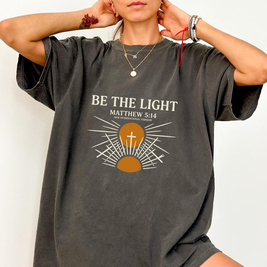 Be The Light Christian Shirt, Matthew 5:14 Faith T-Shirt, Sunrise Beach Tee, Religious Gift for Men and Women, Jesus Apparel