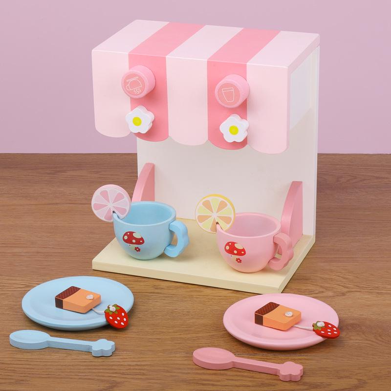 Wooden Toy Coffee & Milk Tea Maker - Parent-Child Interactive Kitchen Playset
