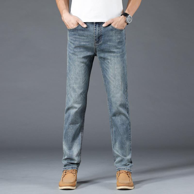 Jeans Men's Light Luxury Jeans Men's Trousers Straight Slim Jeans Processing Hundred Trousers