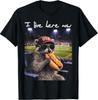 Funny Raccoon Ballfield Hot-Dog Soccer I Live Here Now T-Shirt