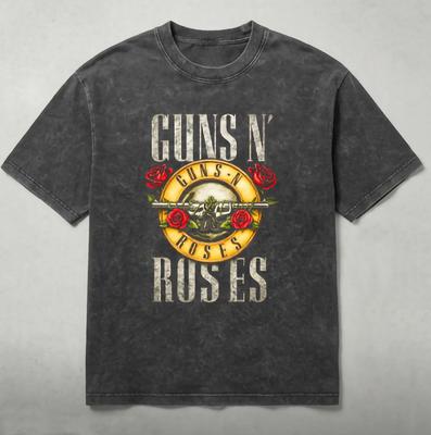 Vintage Guns N' Roses Men's T-Shirt Washed Distressed Rock Band Tee Streetwear