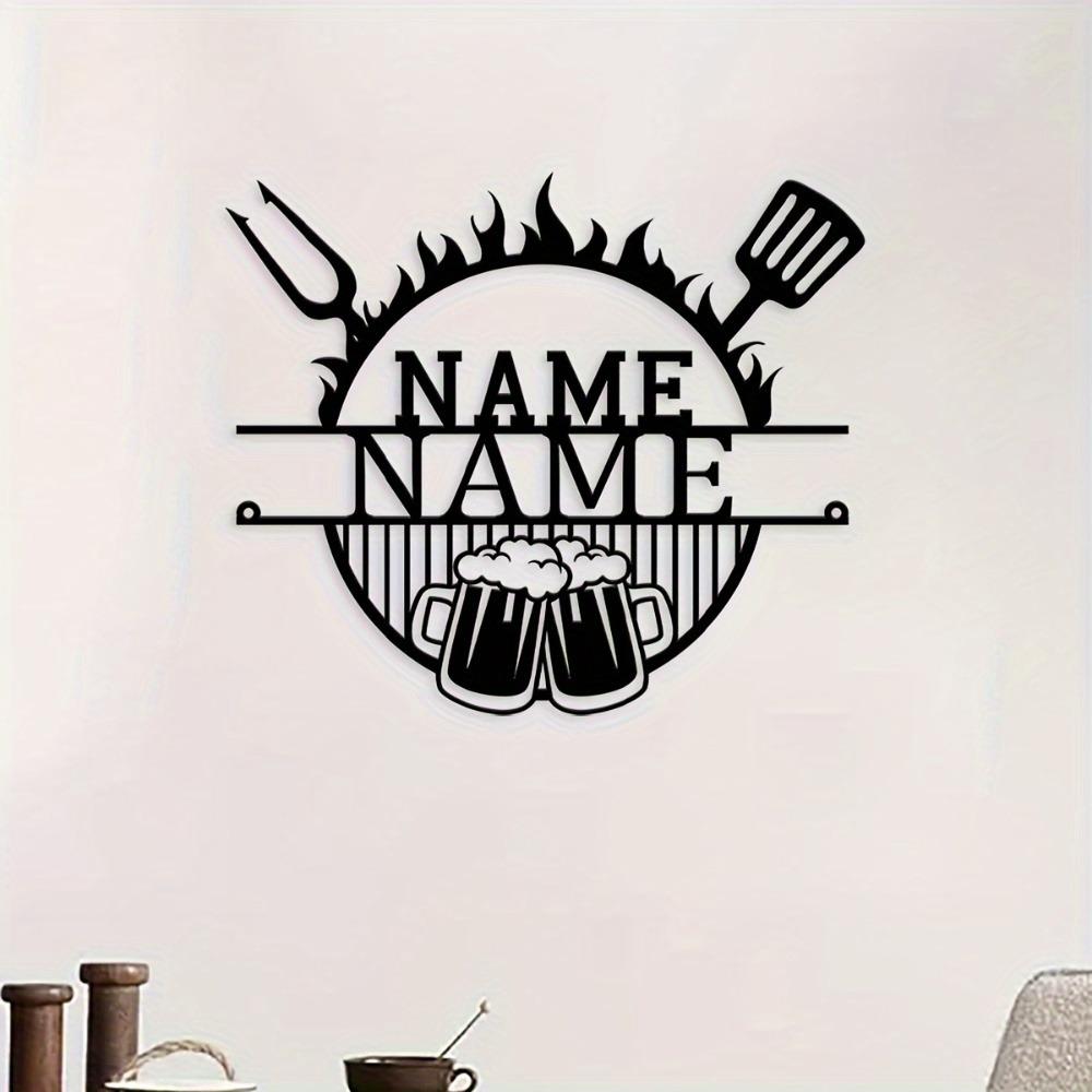 Retro BBQ Beer Metal Sign, Man Cave Wall Decor for Bar Garage