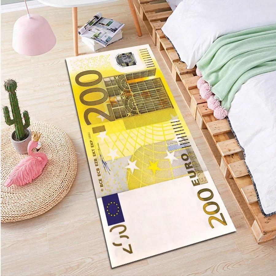 Covoraș cu Model Valutar - Design Euro Rublă Dreptunghiular Lung Decorațiune pentru Casă pentru Dormitor Decor Realist Antiderapant pentru Podea