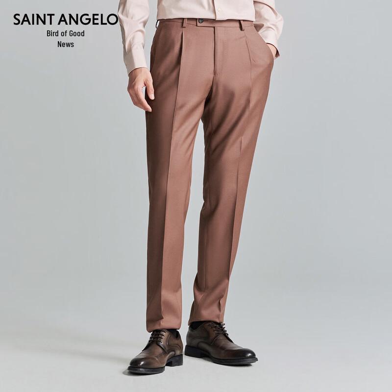 Baoxiniao Men s Slim Fit Pure Wool Dress Pants - Marsala Red 175/82