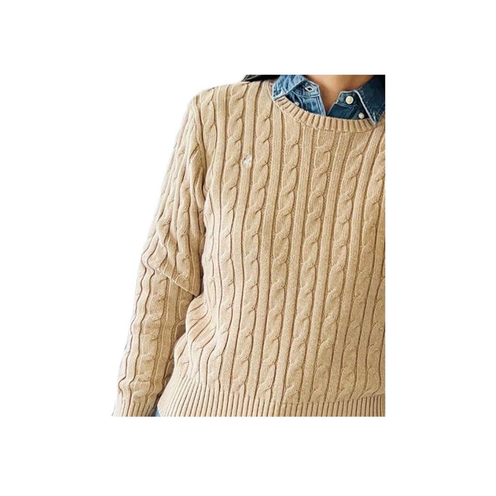 Polo Ralph Lauren Sweater Ss24 Solid Logo Cable Knit Crew Neck Casual Kids Sweater Khaki 313919397-002