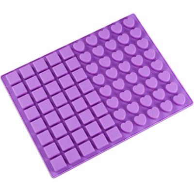 Mehrfachform Herz Quadrat Silikon Schokoladenform Liebesform Fudge Süßigkeiten Geleeform Zahnungssnack Keks Kuchen Dekor Eiswürfelform