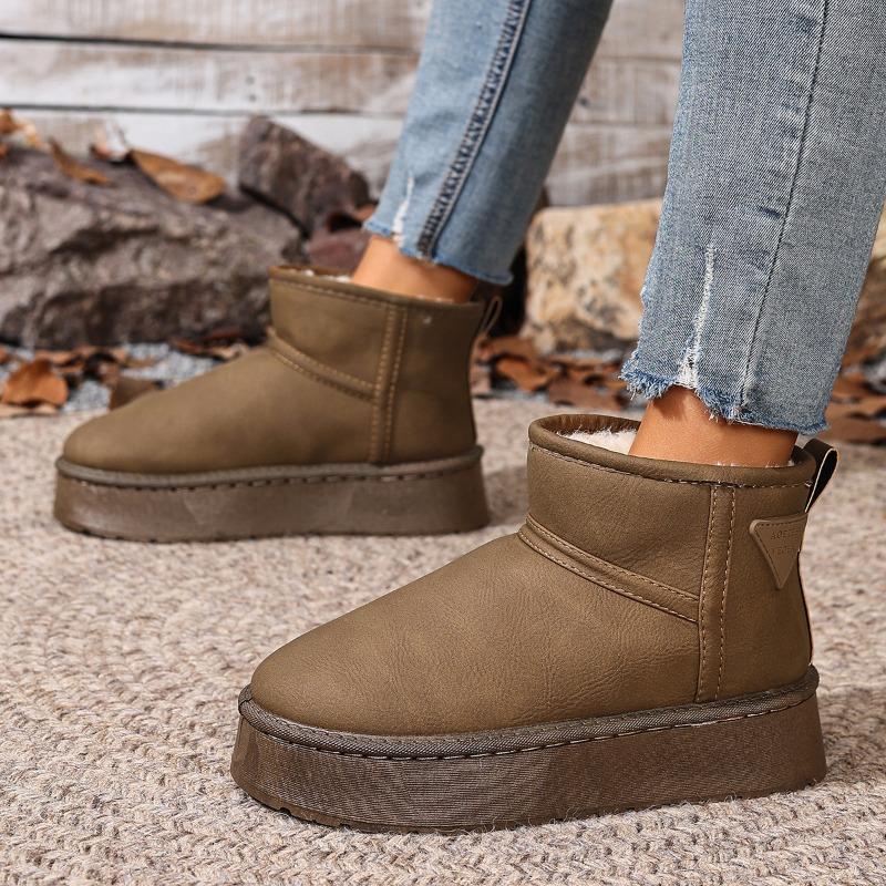 Retro Thick-soled Snow Boots, New Fleece and Thickened Short-leg Snowshoes, Cotton Shoes