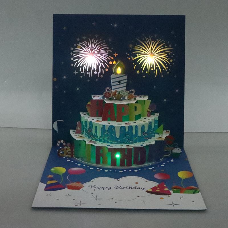 Birthday Cards Lights And Sound Pop Up Happy Birthday Card Fireworks Birthday Greeting Cards 3D Pop Up 3D With Envelope