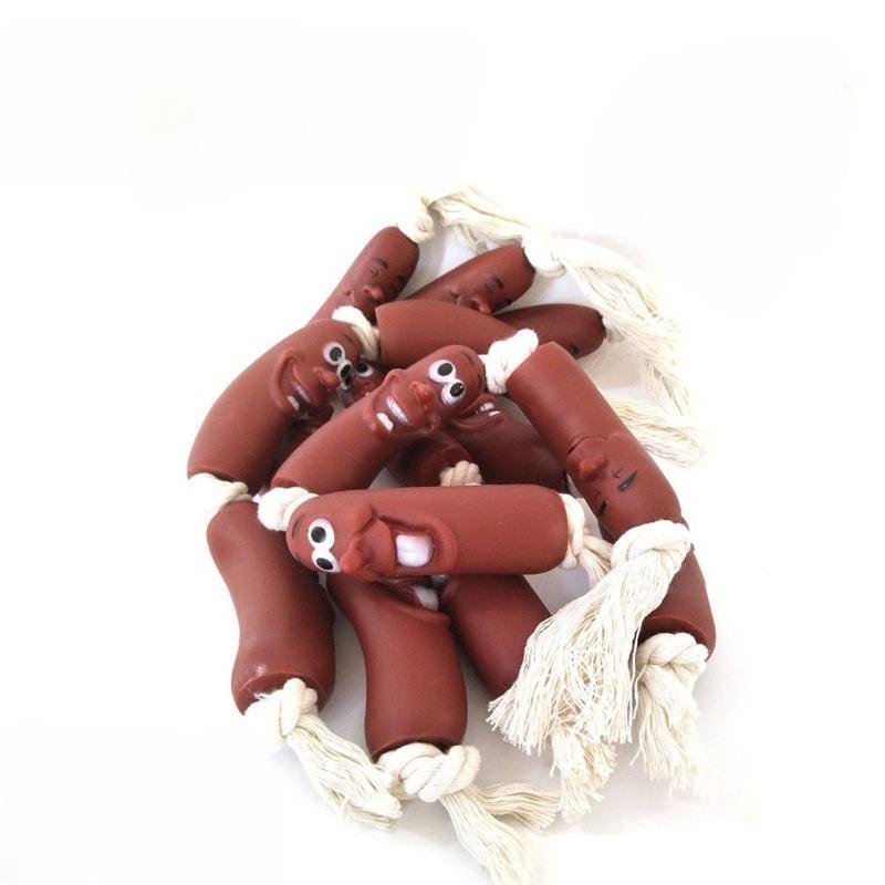 

1pc/3pcs Dog Chewing Toy Simulated Sausage Shape Interactive Training Cleaning Teeth Dog Toy Cotton Rope Dog Accessories 1PC random color