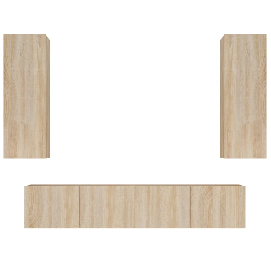 4 Piece TV Cabinet Set In Sonoma Oak Effect Particleboard
